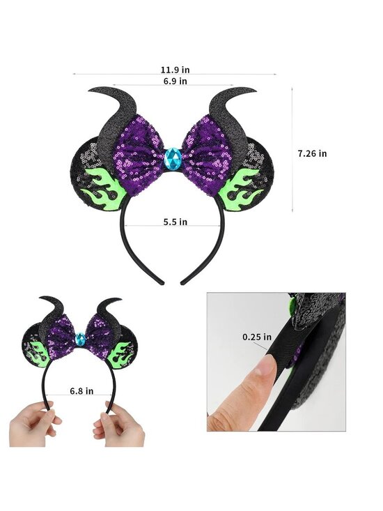 Kids Girls Devil Purple Mickey Mouse Costume Hair Headband for Cosplay main image 6